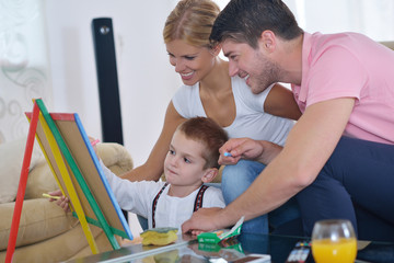 Obraz premium family drawing on school board at home