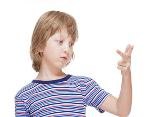 Boy Counting on Fingers of his Hand