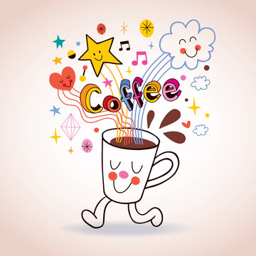Cartoon coffee cup cute character