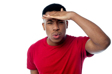 Man observing something closely