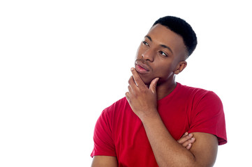 Young man thinking something