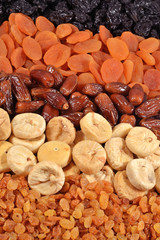 Various dried fruits background