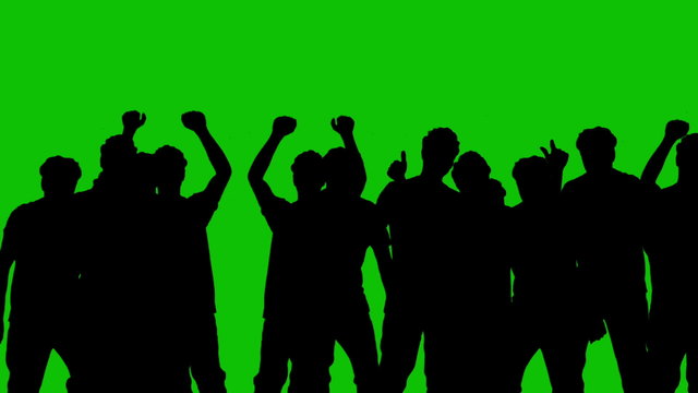 Silhouettes of people on a green background