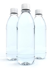 Bottles of water isolated on white background