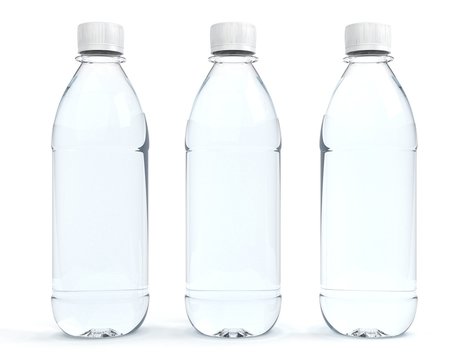 Bottles of water isolated on white background