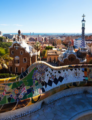 View of Park Guell in winter. Barcelona