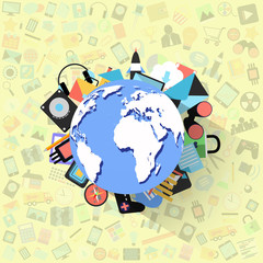 globe on applications graphical user interface flat icons,backgr