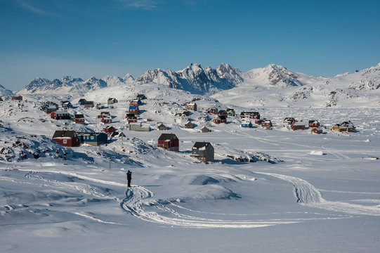 Kulusuk in a snowy winter landscape, Greenland
