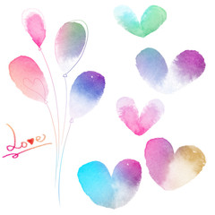 riotous profusion stylish love card with watercolor hearts
