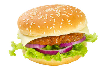 cheeseburger on white background