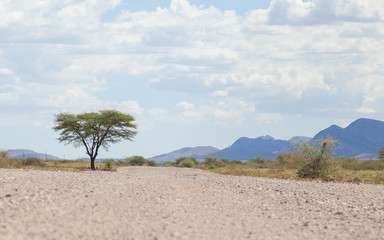 Gravel road in Namibia