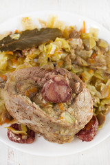 turkey with cabbage and sausage and carrot