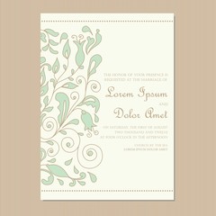 Floral wedding invitation card. Vector illustration