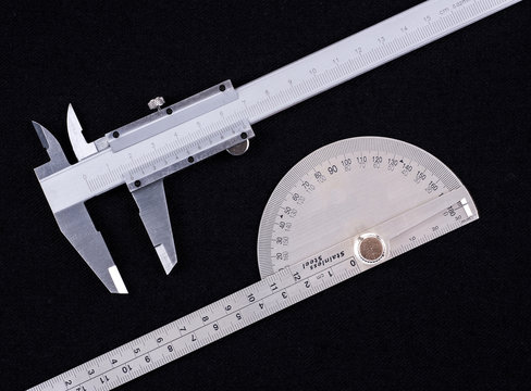 Vernier calipers and protractor