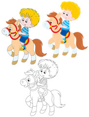 boy riding a pony