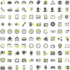 Top Green Grey Icons - Social Media Communication