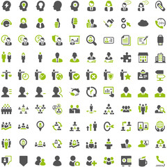 Top Green Grey Icons - People Work Business