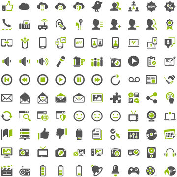 Top Green Grey Icons - Social Media Communication