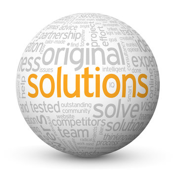 "SOLUTIONS" Tag Cloud Globe (innovation business projects ideas)