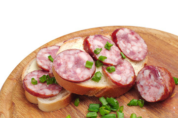 Sandwich with sausage closeup