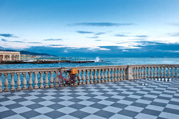 Mascagni terrace and sea in Livorno - Tuscany