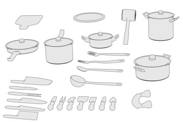 cartoon image of cookware set