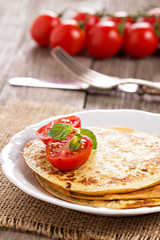 Savory pancakes with tomatoes