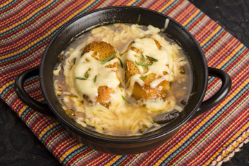 French onion soup with ingredients