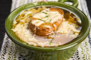 French onion soup with ingredients