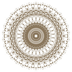 Decorative gold frame with vintage round patterns on white..