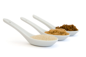 Three spoons of sugar - light, medium and dark