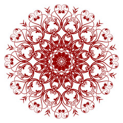 Decorative red  frame with vintage round patterns on white