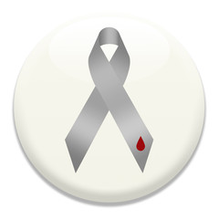 Grey diabetes awareness ribbon on white badge