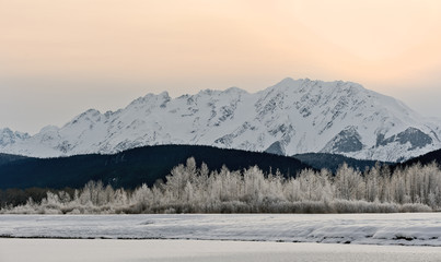 Snowcovered Mountains in  Alaska.