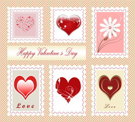 Colorful collection of Valentine's day stamps , illustration