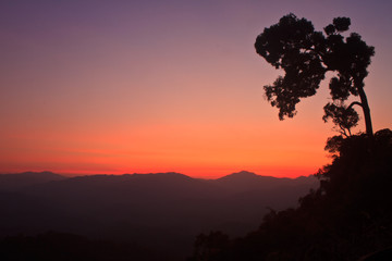 Sunset on mountain background