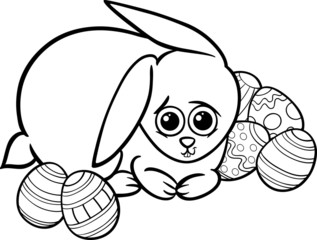 easter bunny cartoon for coloring book