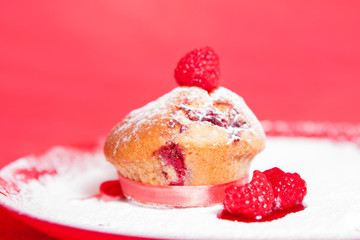 muffin with raspberries