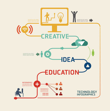 technology design pictogram template / can be used for infograph