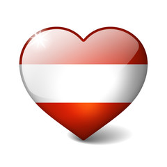 Austria 3d glass heart with realistic shadow