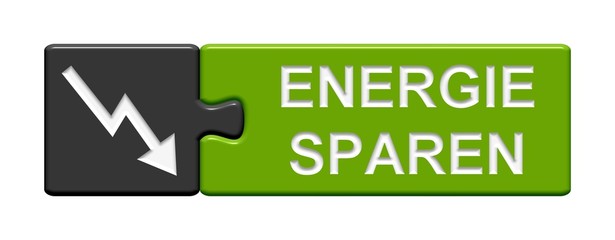 Puzzle-Button grau grün: Energie sparen