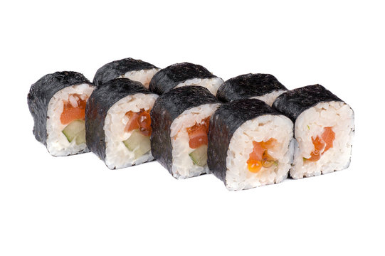 sushi fresh maki rolls with red caviar