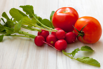 red radish and tomato