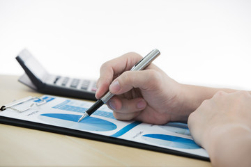 man hand and business report