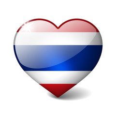 Fototapeta premium Thailand 3d glass heart with realistic shadow isolated on white