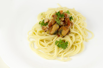 Spaghetti pasta with seafood
