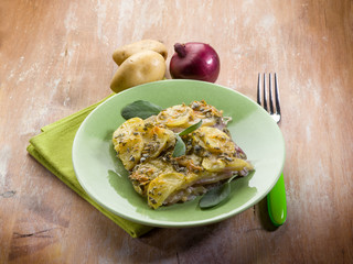 cake with potatoes and onions