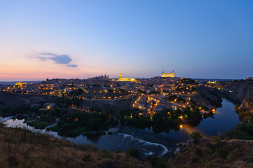 Night view of the historic city of Toledo in Spain
