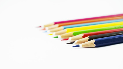 Closeup of Color Pencil Isolated in white background stock photo