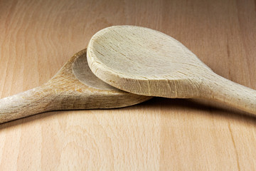 Wooden spoons  on the table
